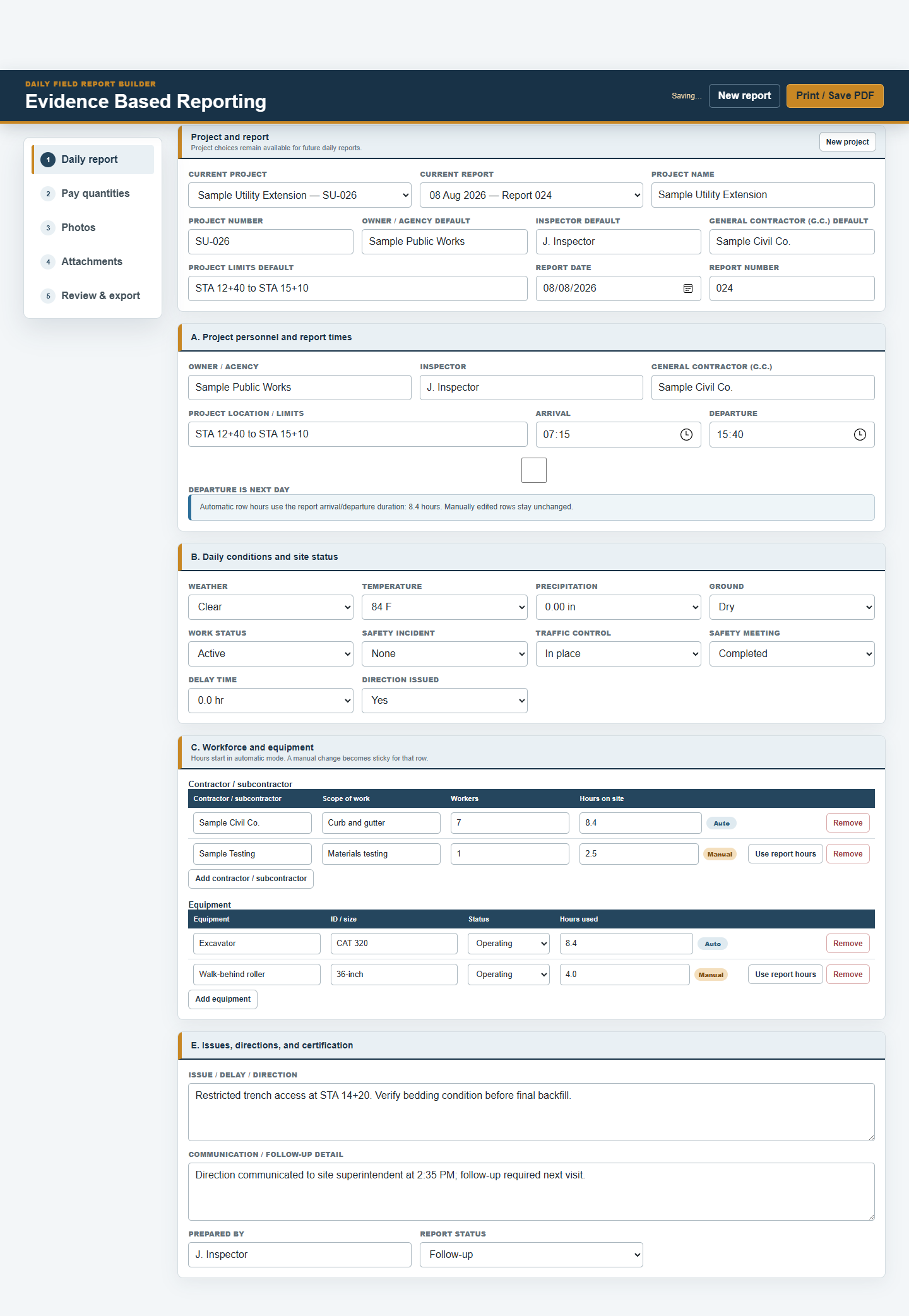 Evidence Based Reporting Pro daily report builder on Windows
